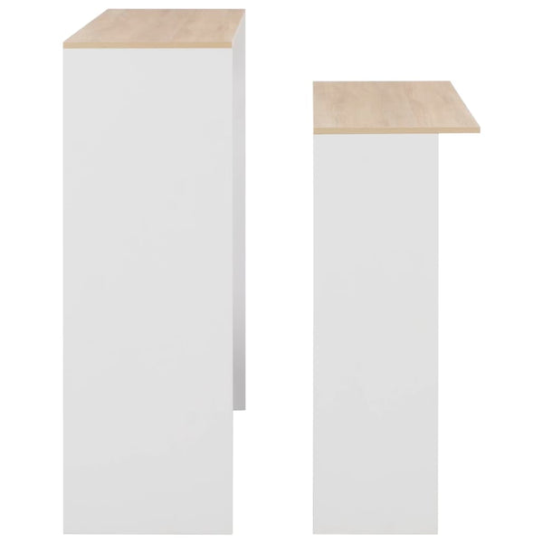 vidaXL Table de bar avec 2 plateaux Blanc et chêne 130x40x120 cm