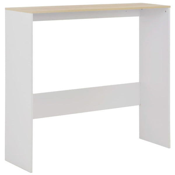 vidaXL Table de bar avec 2 plateaux Blanc et chêne 130x40x120 cm