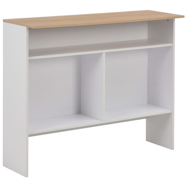 vidaXL Table de bar avec 2 plateaux Blanc et chêne 130x40x120 cm
