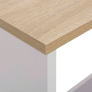 vidaXL Table de bar avec 2 plateaux Blanc et chêne 130x40x120 cm