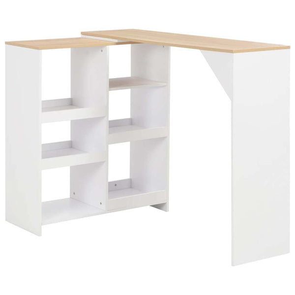 Bartisch mit Beweglichem Regal Weiß 138x39x110 cm