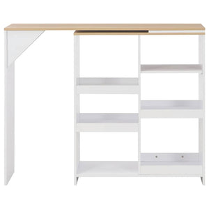 Bartisch mit Beweglichem Regal Weiß 138x39x110 cm