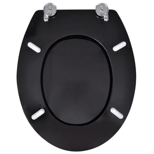 Toilettensitze mit Deckel 2 Stk. MDF Schwarz