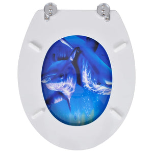 Toilettensitze mit Deckel 2 Stk. MDF Delphin