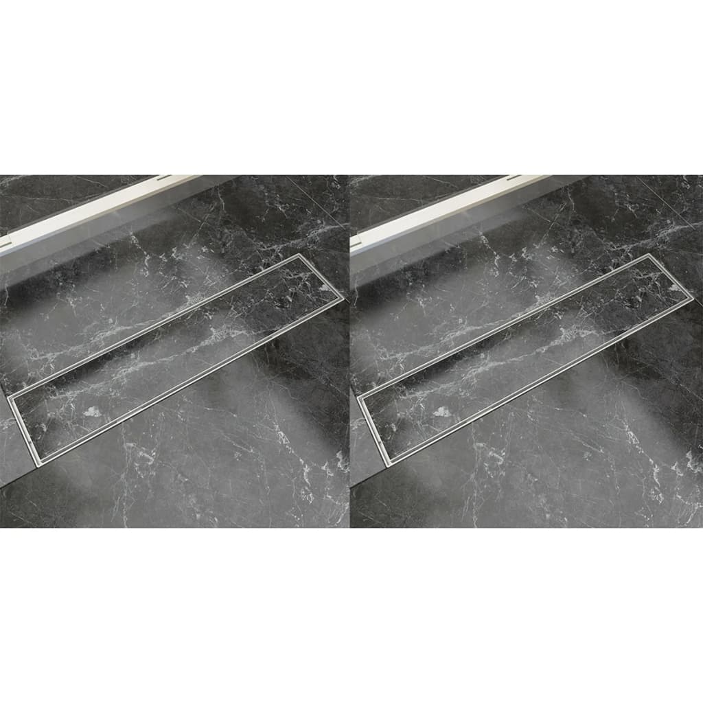 Lineare Duschrinnen 2 Stk. 530 x 140 mm Edelstahl