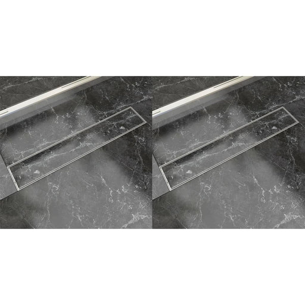 Lineare Duschrinnen 2 Stk. 630 x 140 mm Edelstahl