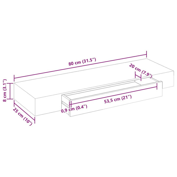 Wandregal Hängeregal mit Schubladen 2 Stk. Weiß 80 cm