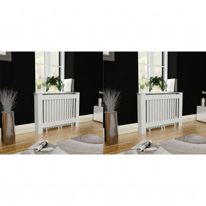 Heizkörperabdeckung 2 Stk. Weiß Holzwerkstoff 112 cm