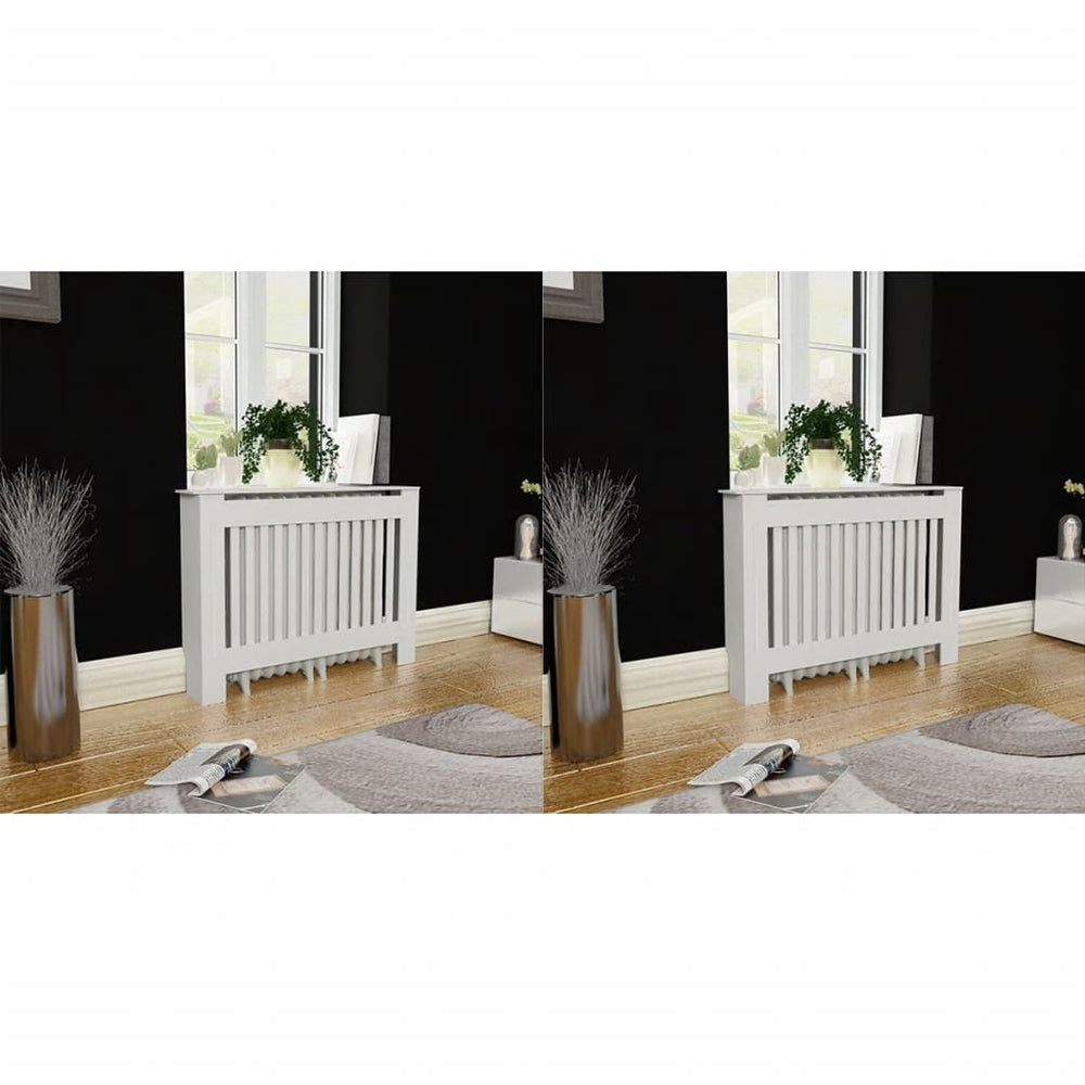 Heizkörperabdeckung 2 Stk. Weiß Holzwerkstoff 112 cm