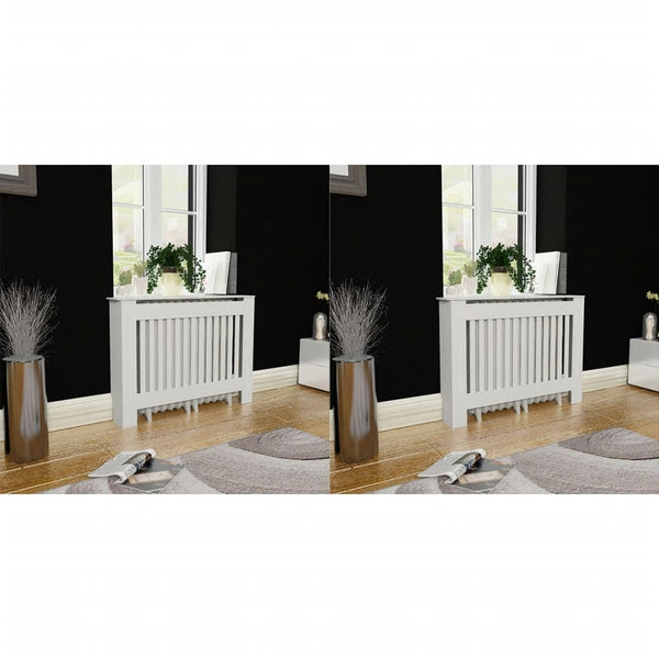 Heizkörperabdeckung 2 Stk. Weiß Holzwerkstoff 112 cm