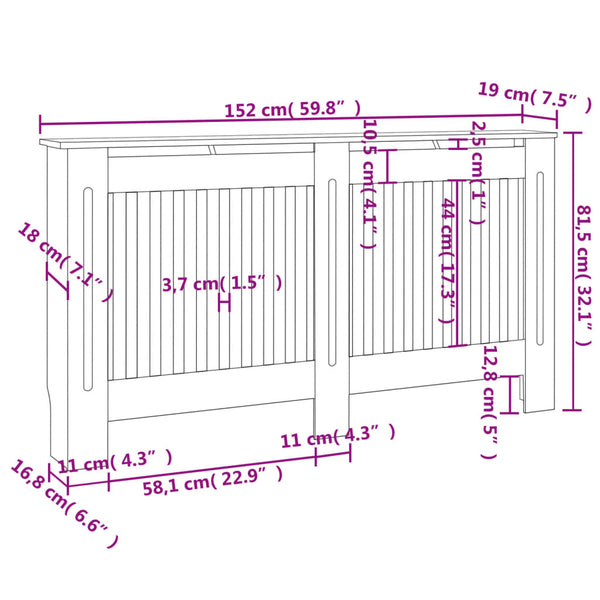 Heizkörperabdeckung 2 Stk. Weiß Holzwerkstoff 152 cm