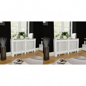 Heizkörperabdeckung 2 Stk. Weiß Holzwerkstoff 152 cm