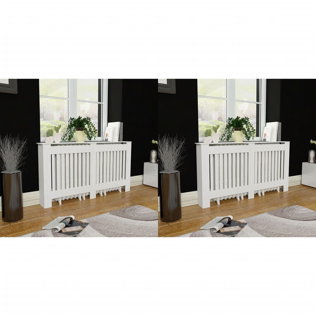 Heizkörperabdeckung 2 Stk. Weiß Holzwerkstoff 152 cm