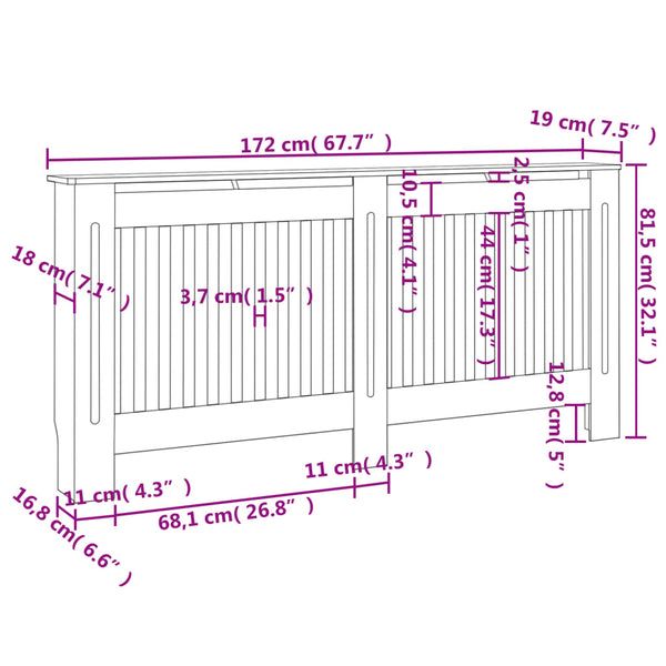 Heizkörperabdeckung 2 Stk. Weiß Holzwerkstoff 172 cm