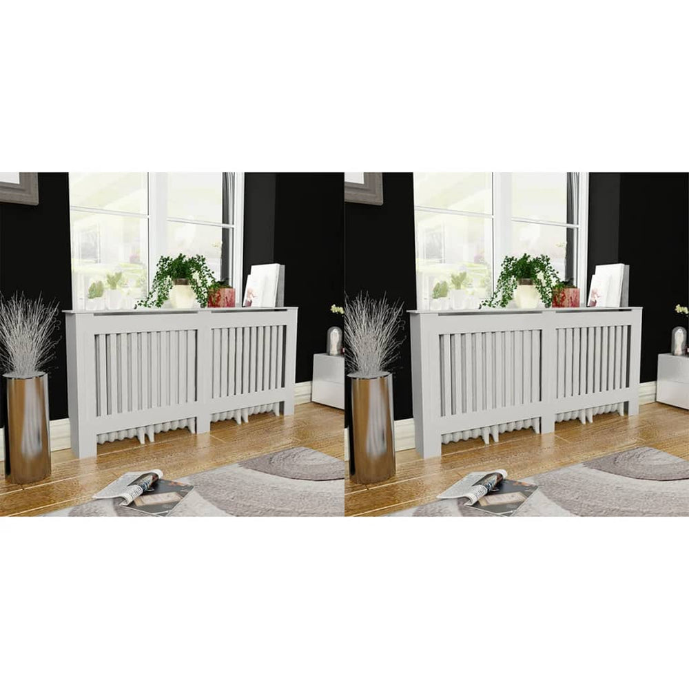 Heizkörperabdeckung 2 Stk. Weiß Holzwerkstoff 172 cm