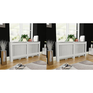Heizkörperabdeckung 2 Stk. Weiß Holzwerkstoff 172 cm