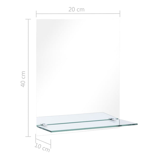 vidaXL Miroir mural avec étagère 20x40 cm Verre trempé