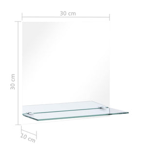 Wandspiegel mit Regal 30×30 cm Hartglas