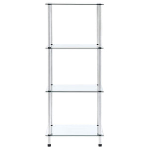Regal mit 4 Ablagen Transparent 40x40x100 cm Hartglas