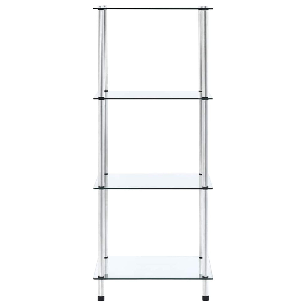 Regal mit 4 Ablagen Transparent 40x40x100 cm Hartglas