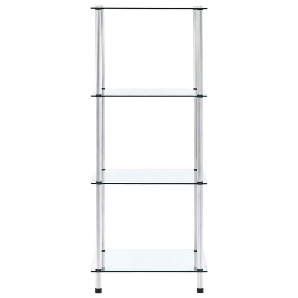 Regal mit 4 Ablagen Transparent 40x40x100 cm Hartglas