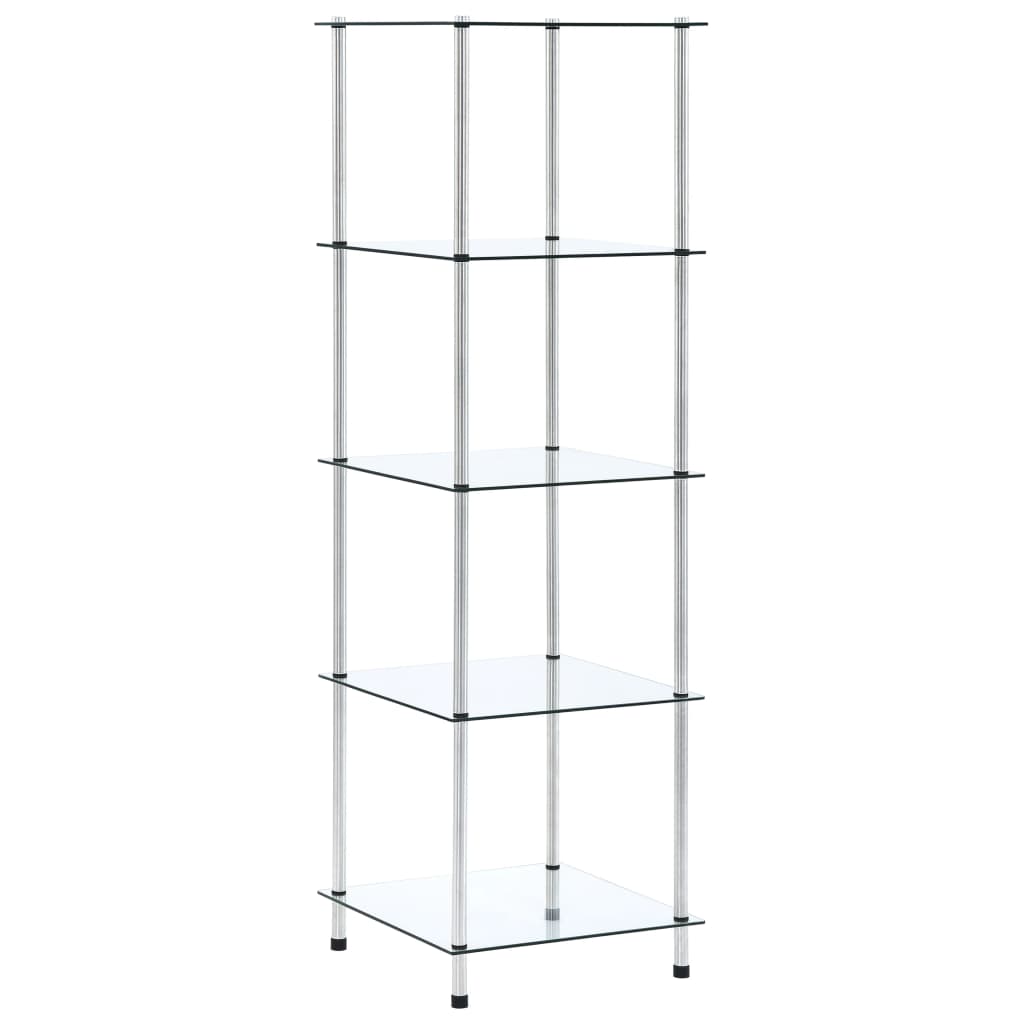 vidaXL Étagère à 5 Niveaux Transparente 40x40x130 cm Verre Trempé