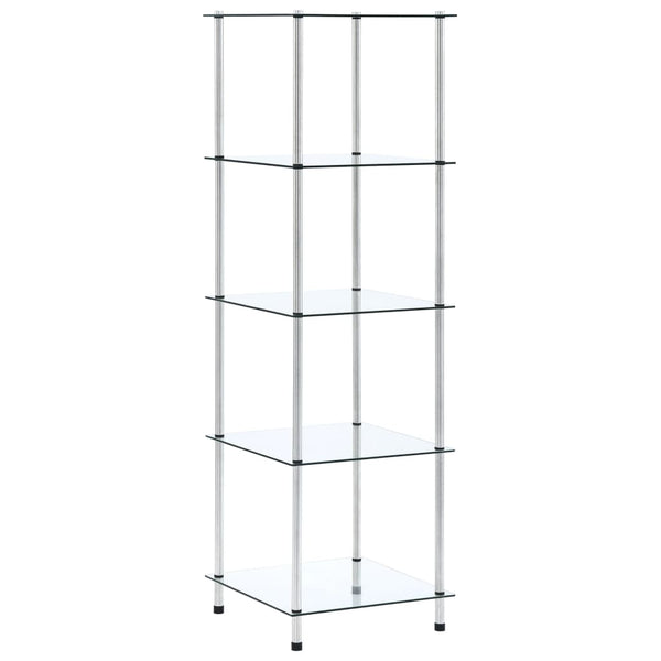 vidaXL Étagère à 5 Niveaux Transparente 40x40x130 cm Verre Trempé