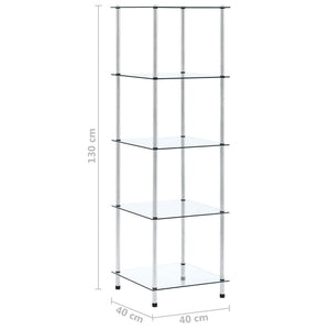 vidaXL Étagère à 5 Niveaux Transparente 40x40x130 cm Verre Trempé