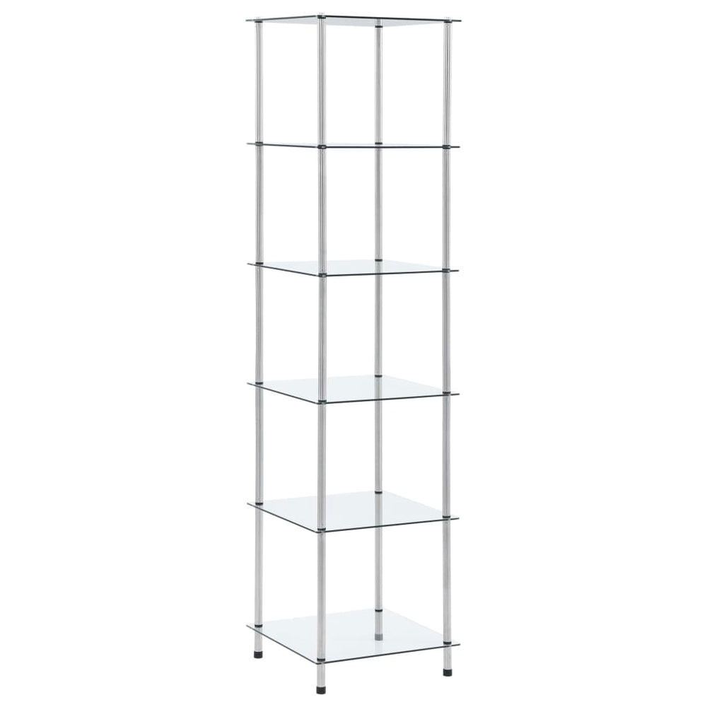 Regal mit 6 Ablagen Transparent 40x40x160 cm Hartglas