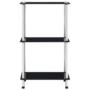 Regal mit 3 Ablagen Schwarz 40x40x67 cm Hartglas