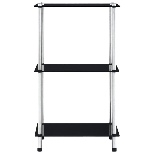 Regal mit 3 Ablagen Schwarz 40x40x67 cm Hartglas