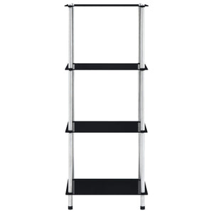 Regal mit 4 Ablagen Schwarz 40x40x100 cm Hartglas