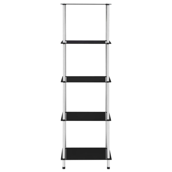 Regal mit 5 Ablagen Schwarz 40x40x130 cm Hartglas