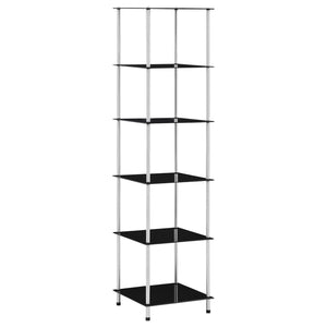 Regal mit 6 Ablagen Schwarz 40x40x160 cm Hartglas