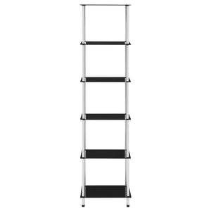 Regal mit 6 Ablagen Schwarz 40x40x160 cm Hartglas