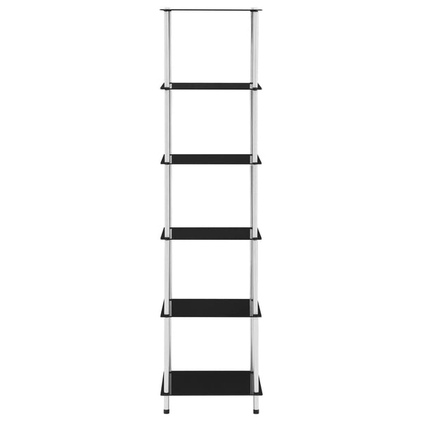 Regal mit 6 Ablagen Schwarz 40x40x160 cm Hartglas