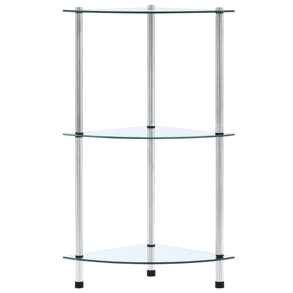 Regal mit 3 Ablagen Transparent 30x30x67 cm Hartglas