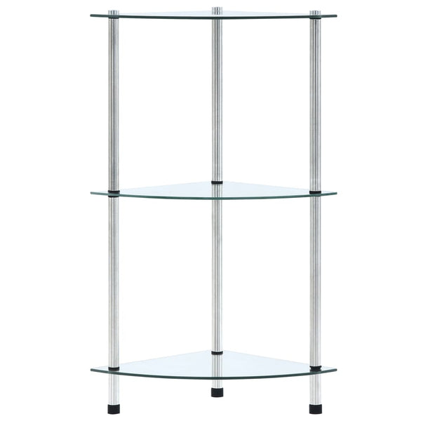 Regal mit 3 Ablagen Transparent 30x30x67 cm Hartglas