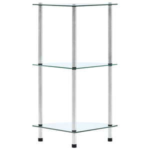 Regal mit 3 Ablagen Transparent 30x30x67 cm Hartglas