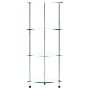 Regal mit 4 Ablagen Transparent 30x30x100 cm Hartglas
