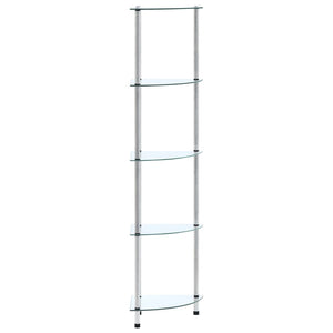 Regal mit 5 Ablagen Transparent 30x30x130 cm Hartglas