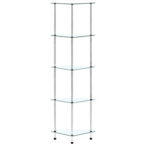 Regal mit 5 Ablagen Transparent 30x30x130 cm Hartglas