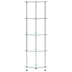 Regal mit 5 Ablagen Transparent 30x30x130 cm Hartglas