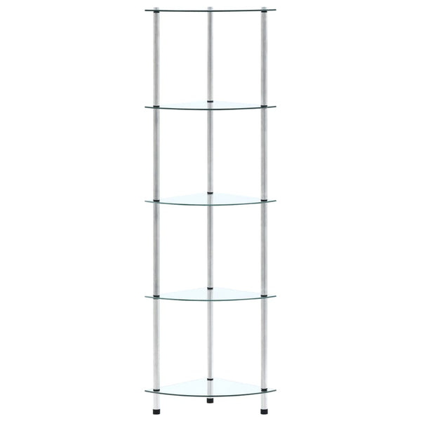Regal mit 5 Ablagen Transparent 30x30x130 cm Hartglas