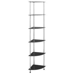 Regal mit 6 Ablagen Schwarz 30x30x160 cm Hartglas
