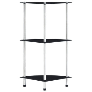 Regal mit 3 Ablagen Schwarz 30x30x67 cm Hartglas
