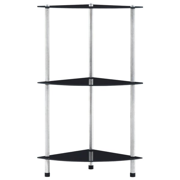 Regal mit 3 Ablagen Schwarz 30x30x67 cm Hartglas