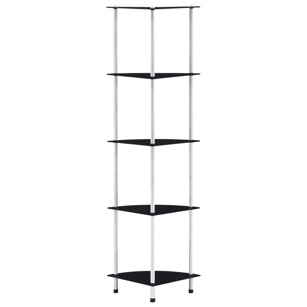 Regal mit 5 Ablagen Schwarz 30x30x130 cm Hartglas
