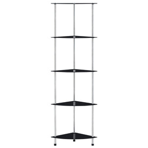 Regal mit 5 Ablagen Schwarz 30x30x130 cm Hartglas