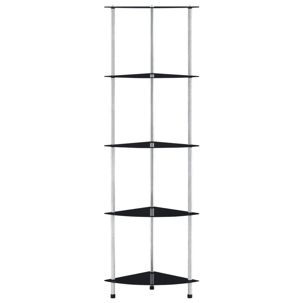 Regal mit 5 Ablagen Schwarz 30x30x130 cm Hartglas